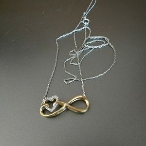 Two Tone Infinity Heart Pendant Necklace